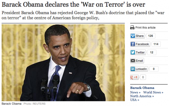 Flashback--Obama Declares War on Terror Is Over